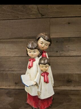 Vintage Christmas Paper Mache Choir Music Box O Come All Ye Faithful